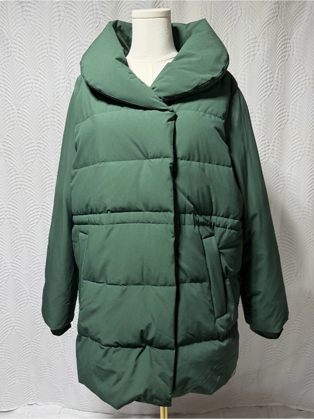 Lands' End Deep Green Insulated Puff Jacket with Shawl Collar (Size XLP)